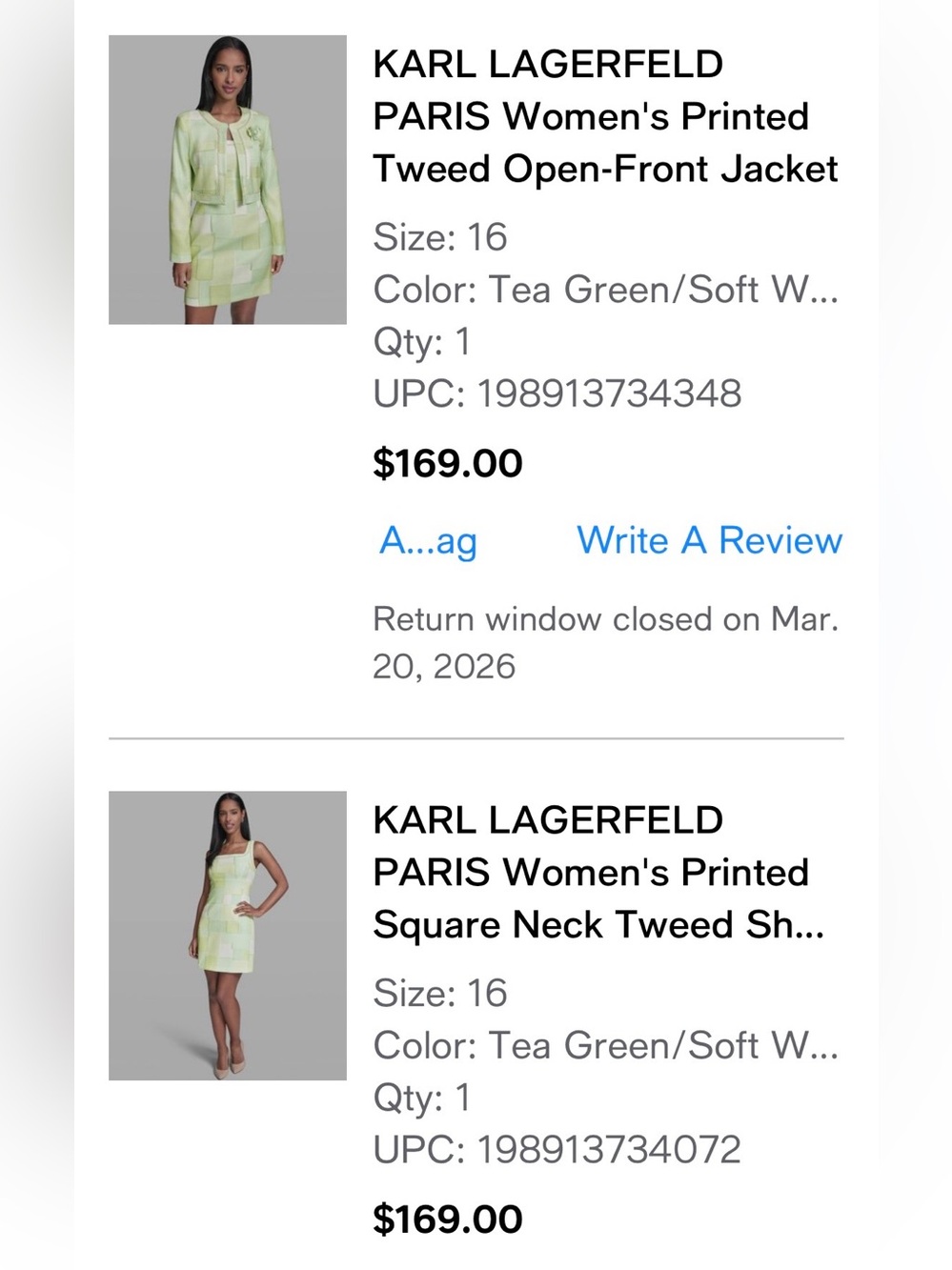 Karl Lagerfeld Tea Green and White Tweed Dress & Jacket Set 16 - Picture 11 of 14